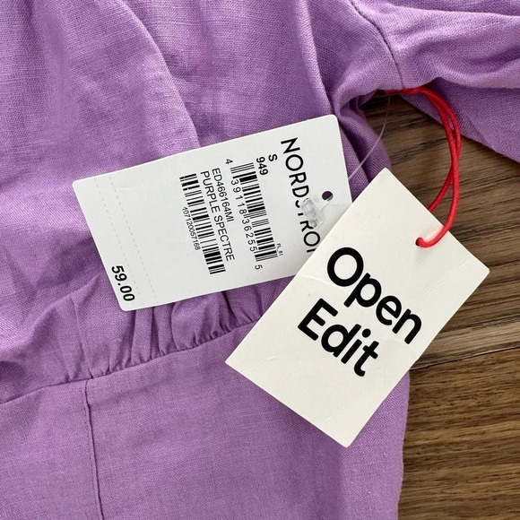 Open Edit V‎ Neck Linen Crop top- small Purple Lavender - Picture 4 of 5